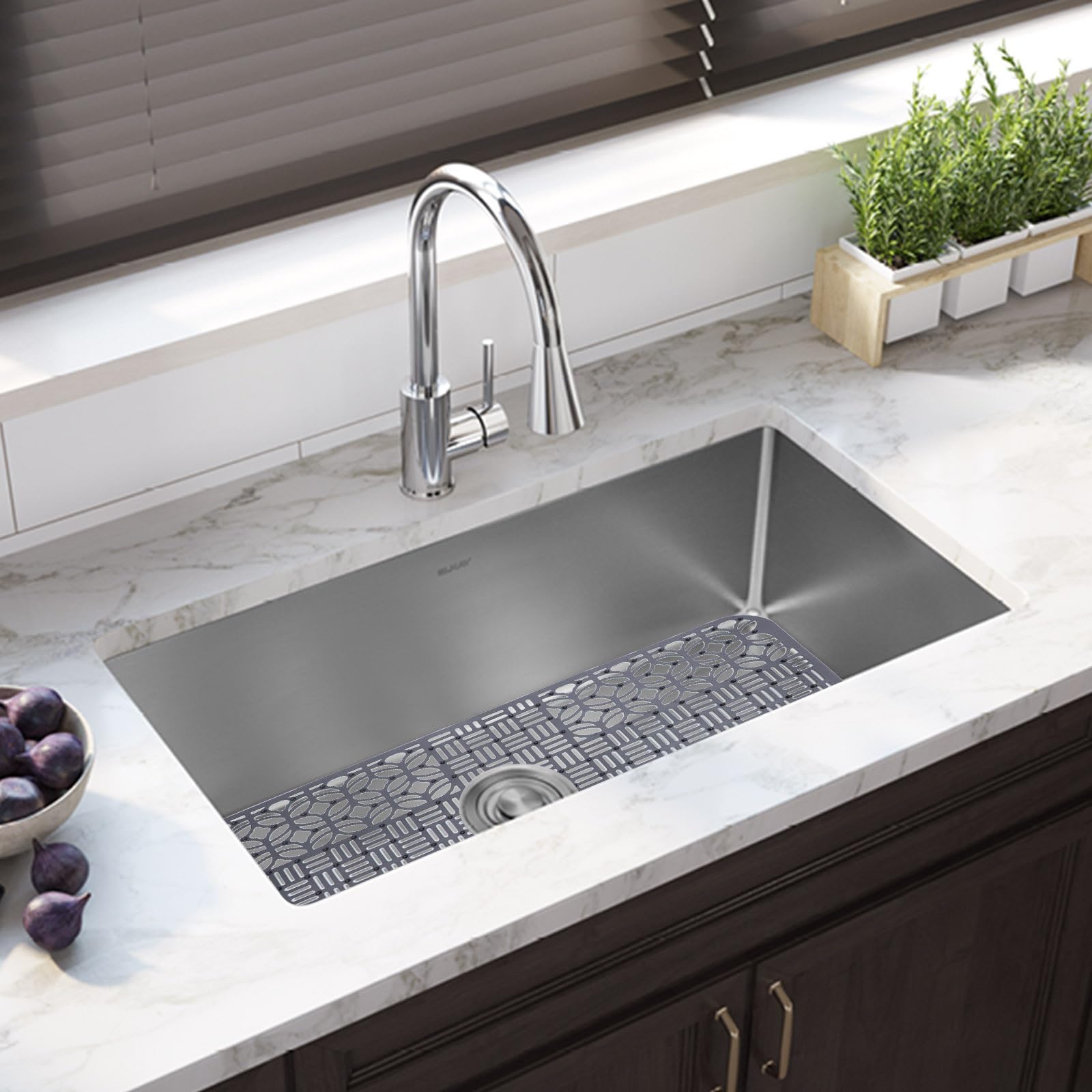 Tappetino in Silicone Nero per Lavello Cucina Multifunzionale Protezione Lavello Antiscivolo e Drenante per Asciugatura e Protezione della Superficie