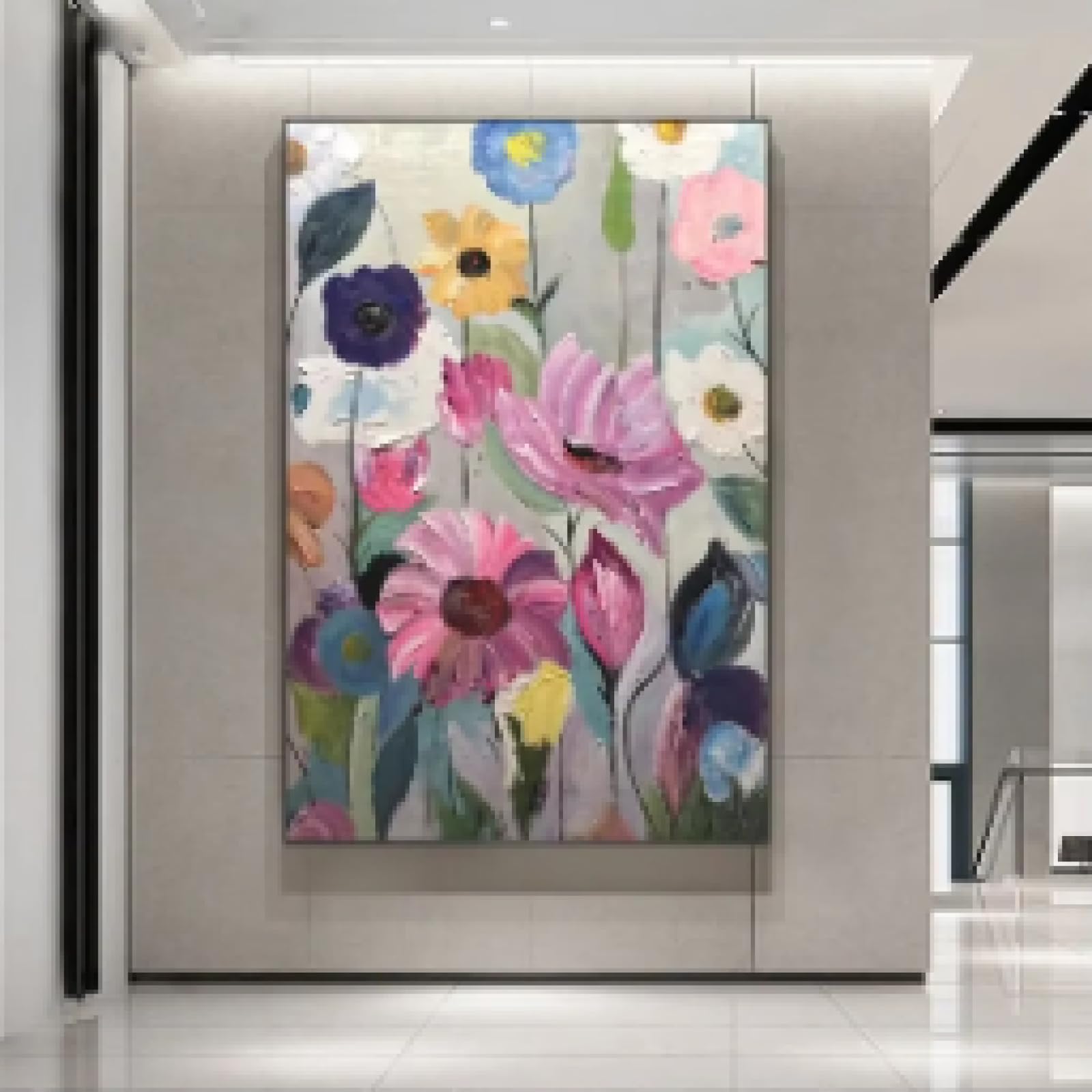 MAIMANG Skandynawska klasyczna abstrakcyjna sztuka ścienna duży kwiat botaniczna farba plakat nadruk dekoracja salonu 60 x 90 cm bez ramy