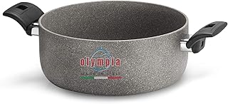 Olympia Rocker Round Non-Stick PFOA-Free Die-Cast Aluminum Casseole Pan With 2 Side Handles, Made in Italy (7.9 Inch / 2.5L Capacity)