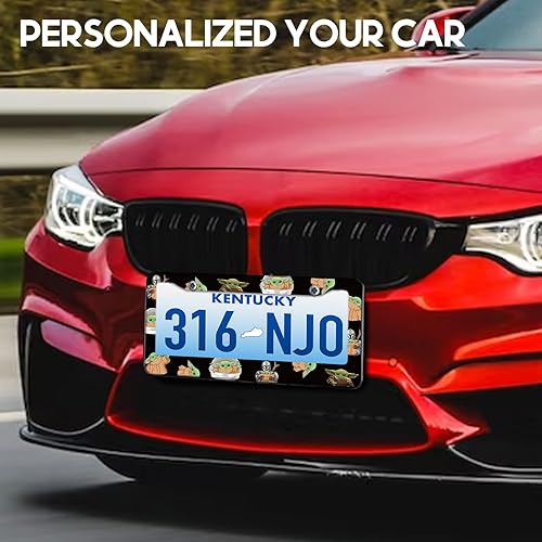 Miniatura 7 de Akkya Marcos de matrícula para mujeres y hombres, cubierta de soporte de placa de automóvil, lindo y divertido marco de etiqueta de metal de dibujos