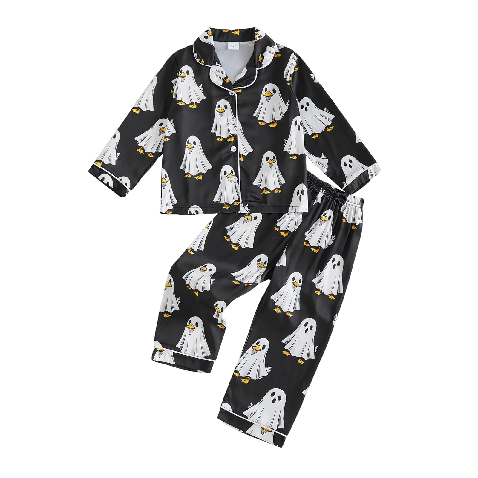 Ayalinggo Toddlers Halloween Pajamas Baby Kids Boy Girl Pumpkin Pajama Set Ghost Pjs Jammies Button Down Lounge Sleepwear