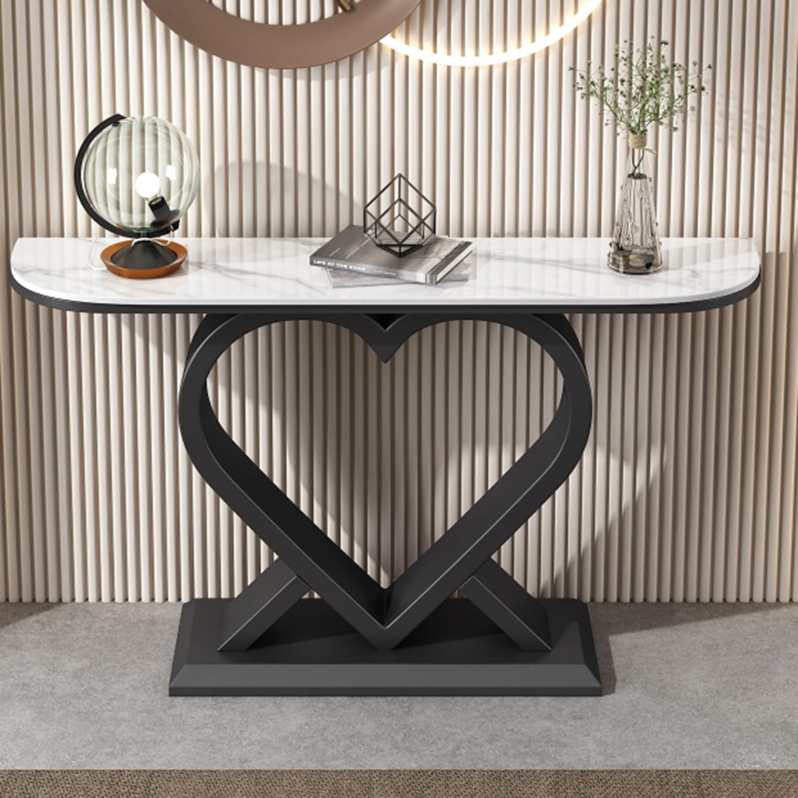MESCXTY Hallway Table, Entryway Console Contemporary Accent Sofa Table Narrow Long, Decor, with Storage Shelves, for Entrance, Living Room(Black A,120cm/47.2in)