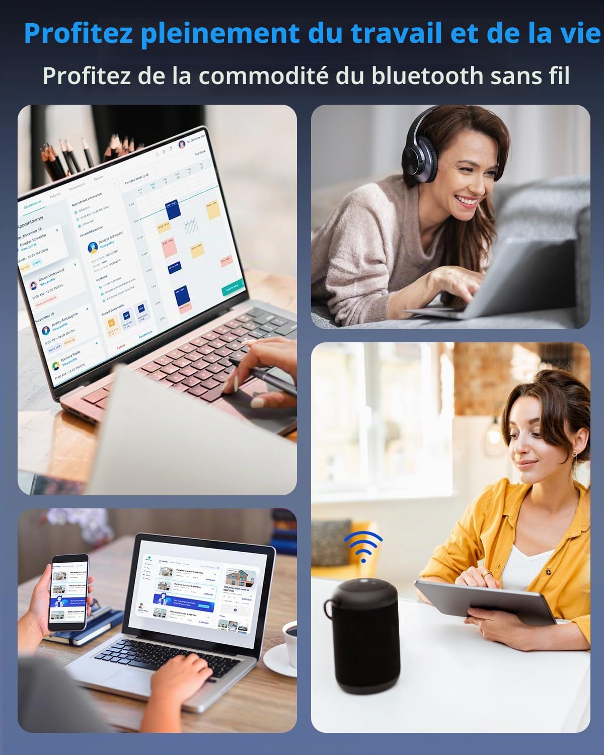ZEXMTE Adaptateur Bluetooth 6.0 pour PC, double antenne USB, émetteur-récepteur Bluetooth Plug & Play, longue portée de 200 m, puce Realtek RTL616, EDR & BLE, sans pilote pour Windows 11/10/8, noir