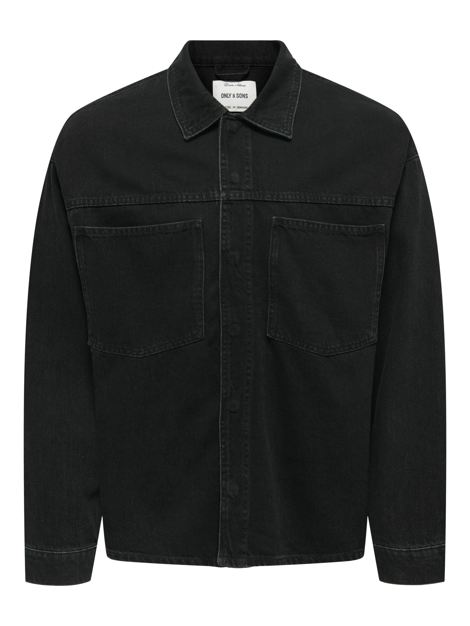 ONLY & SONS Male Denim Jacket Onsemil Denim Jacket, Washed Black, xx_l