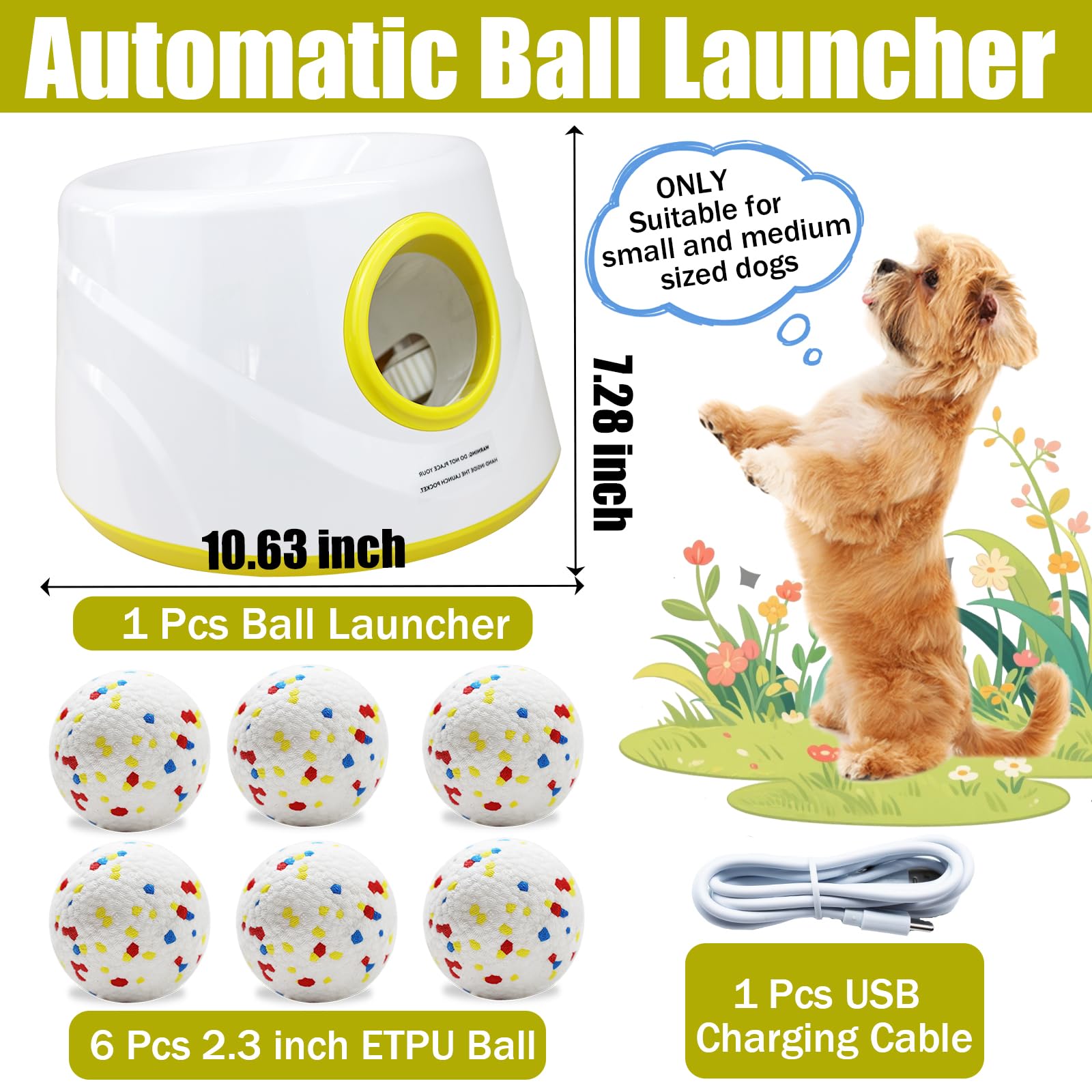 Magicorange Automatic Dog Ball Launcher, Interactive Dogs Balls Thrower for Small and Medium Dogs,Dog Fetch Machine (Lime Green) - image 2