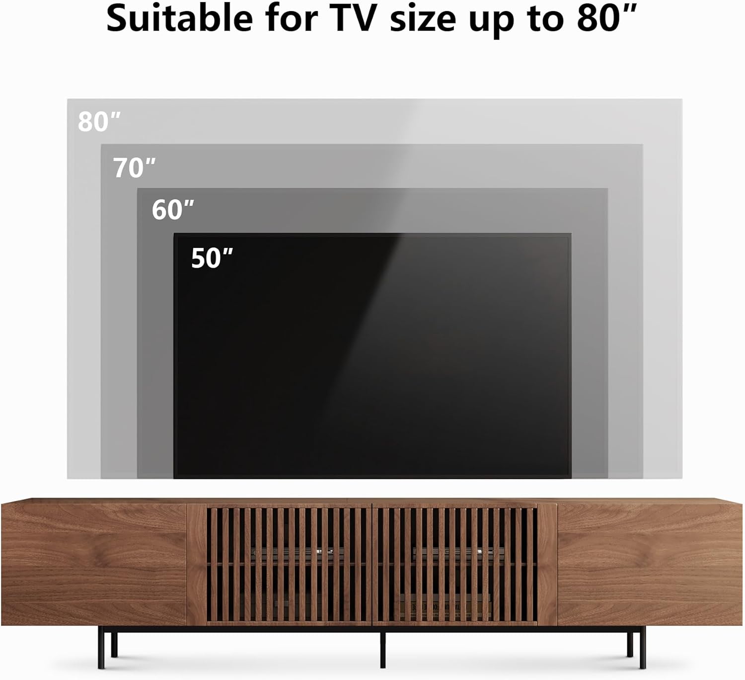 94.48" Mid Century Modern TV Stand for TVs up to 70"-90",Tv Console with 4 Storage Cabinets, Media Furniture for Living Room or Bedroom,Walnut