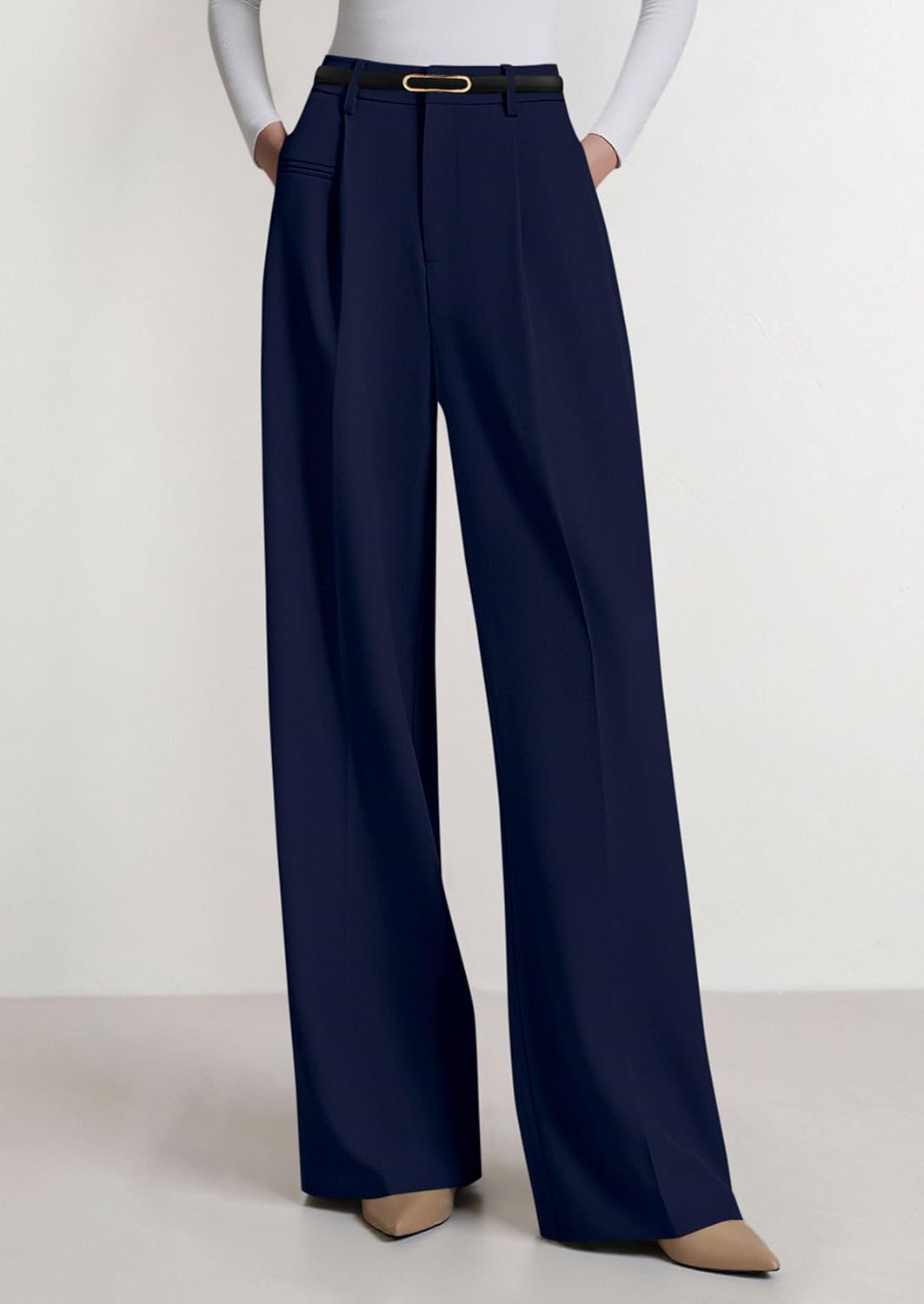 PRETTYGARDEN Womens Wide Leg Dress Pants 2026 Business Casual Flowy Work Palazzo Pants High Waisted Slacks Trousers - Image 3