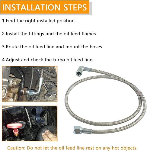Miniatura 5 de Línea de alimentación de aceite turbo 4AN de 36 pulgadas de longitud trenzada de acero extremo de manguera recto de 90 grados presión acero
