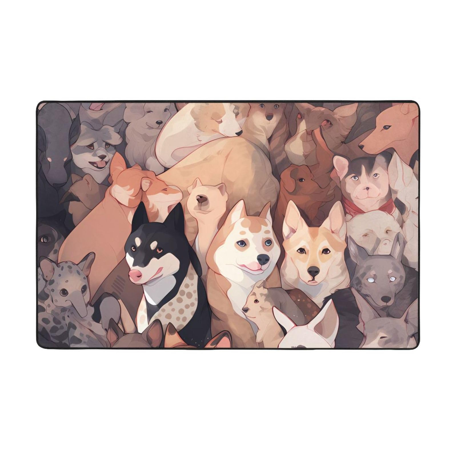 Tapis antidérapant imprimé chiens doux contre les glissades en cuisine et bain