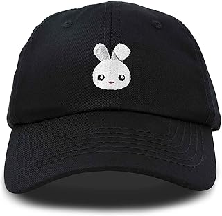 DALIX Cute Bunny Dad Hat Cotton Twill Baseball Cap Embroidered Design,Black,Medium