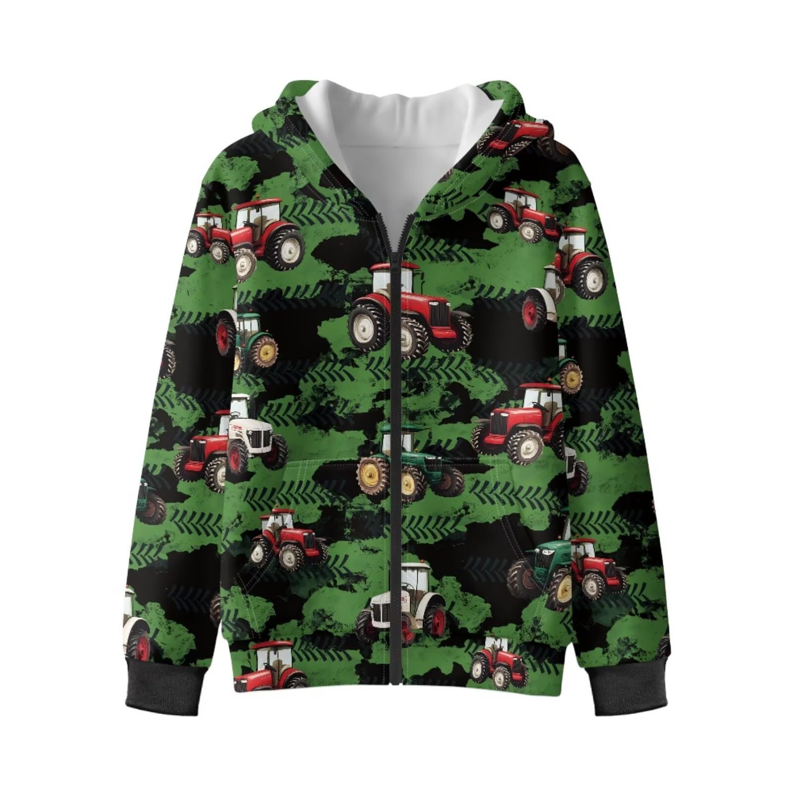 Coloranimal Pynewomyt - Sudadera con capucha y cremallera para niños de 6 a 13 años, de manga larga, con capucha, forro polar, con bolsillos