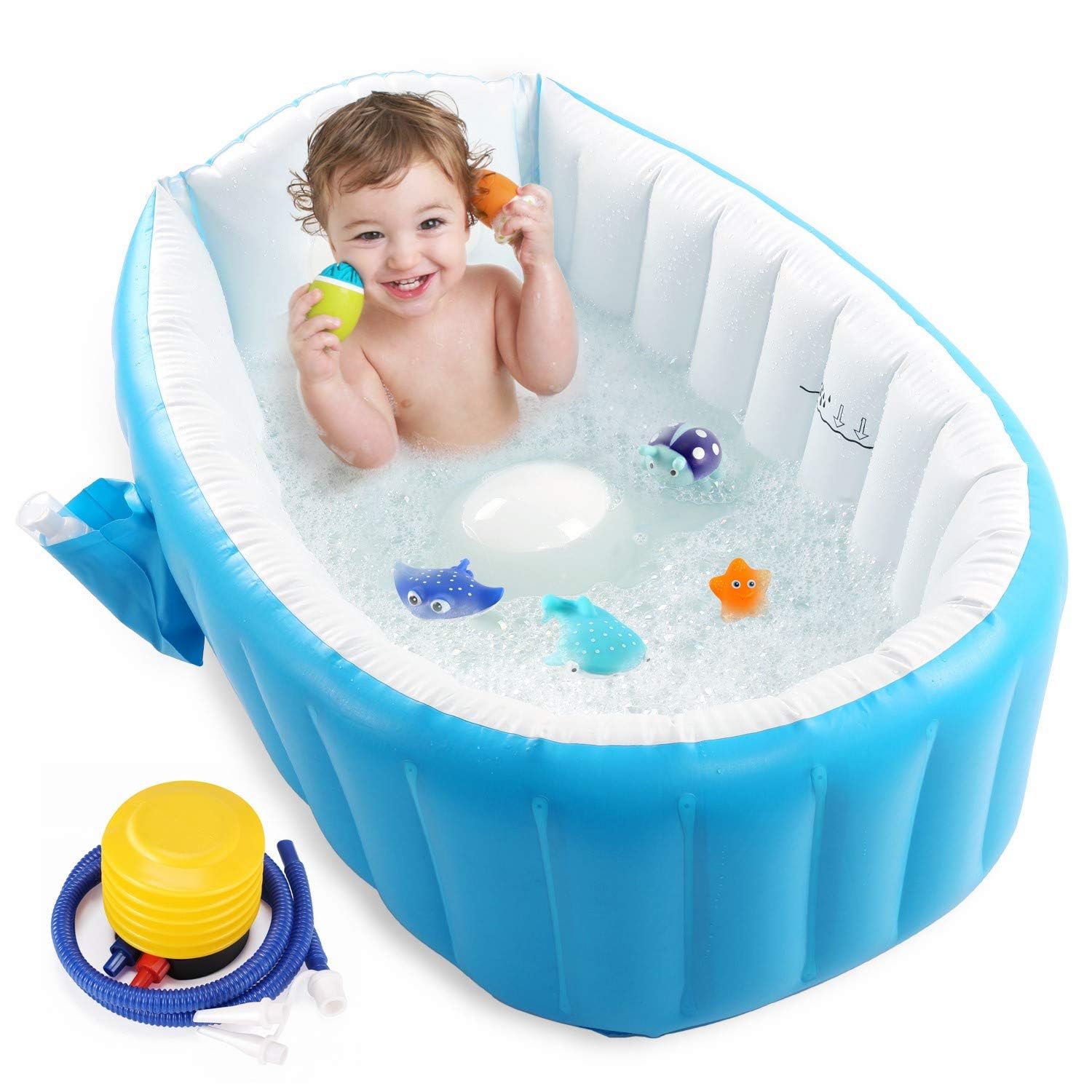 LONGMIRE Kids Inflatable Pool - Sunset Glow Baby Ring -6