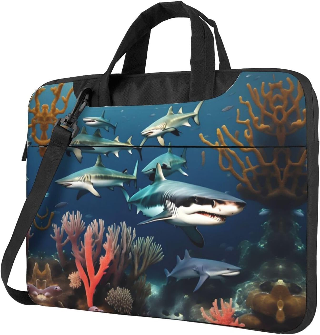 15.6 inch Sharks under the sea Prints Laptop Bag - with Soft Interior, Multiple Pockets - Ideal for Men, Travel and Business