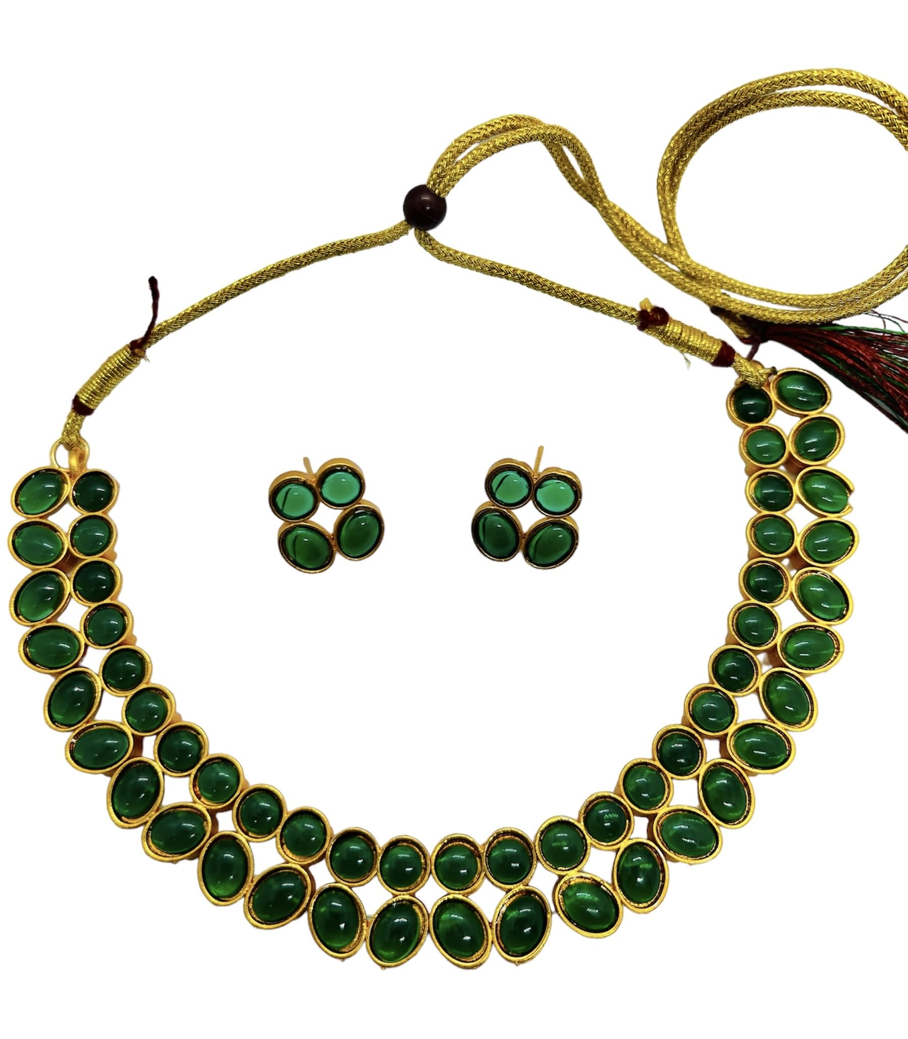 Traditional Indian Jewelry Set for Women - Necklace, Earrings and Tassels, Green Manasvvini Ethnic Choker | Beaded Necklace| Women’s festive Necklace | Light weight Necklace (GREEN) (B0DBZM2CH5) Amazon Price History, Amazon Price Tracker