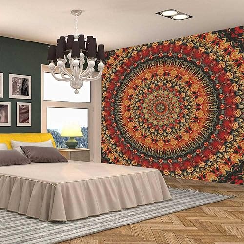 Miniatura 5 de FENDROM Artesanías populares indio hippie bohemio psicodélico pavo real mandala colgante en la pared dormitorio universitario playa mantas tela ropa