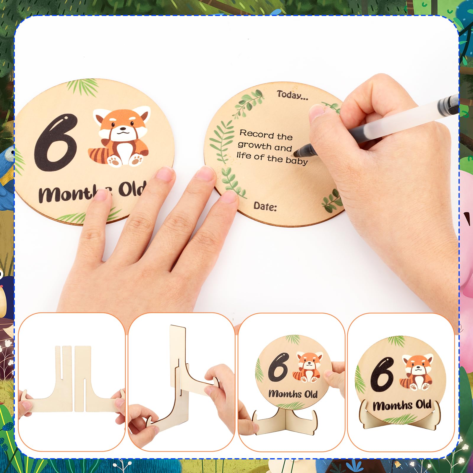 Lemicin Wooden Baby Milestone Cards - Image 3