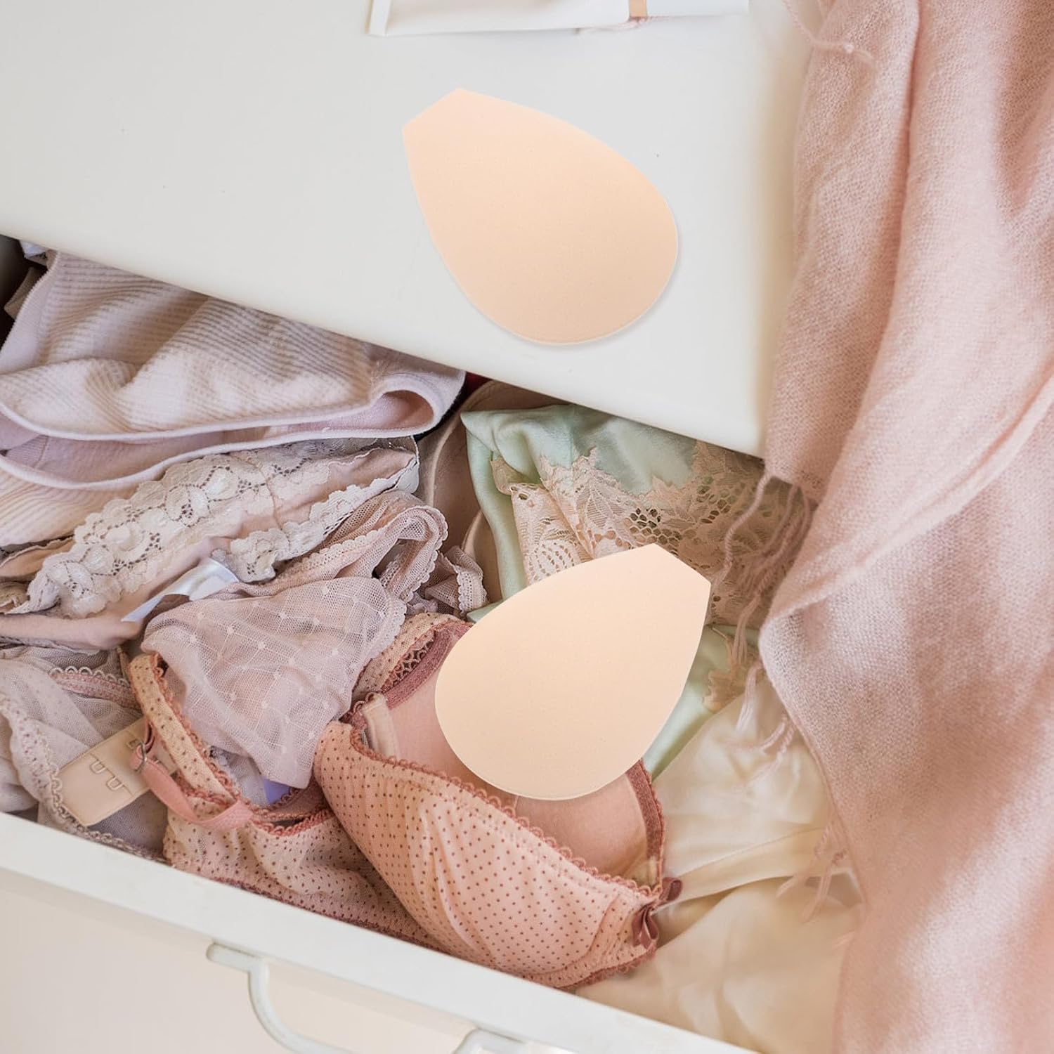 2 Pairs Teardrop Shaped Ultra-thin Bra Pads Inserts for Bralettes and Bras, Breathable Skin-friendly Sponge Material with Seamless Support and Easy Replacement for Yoga and Gym image 5