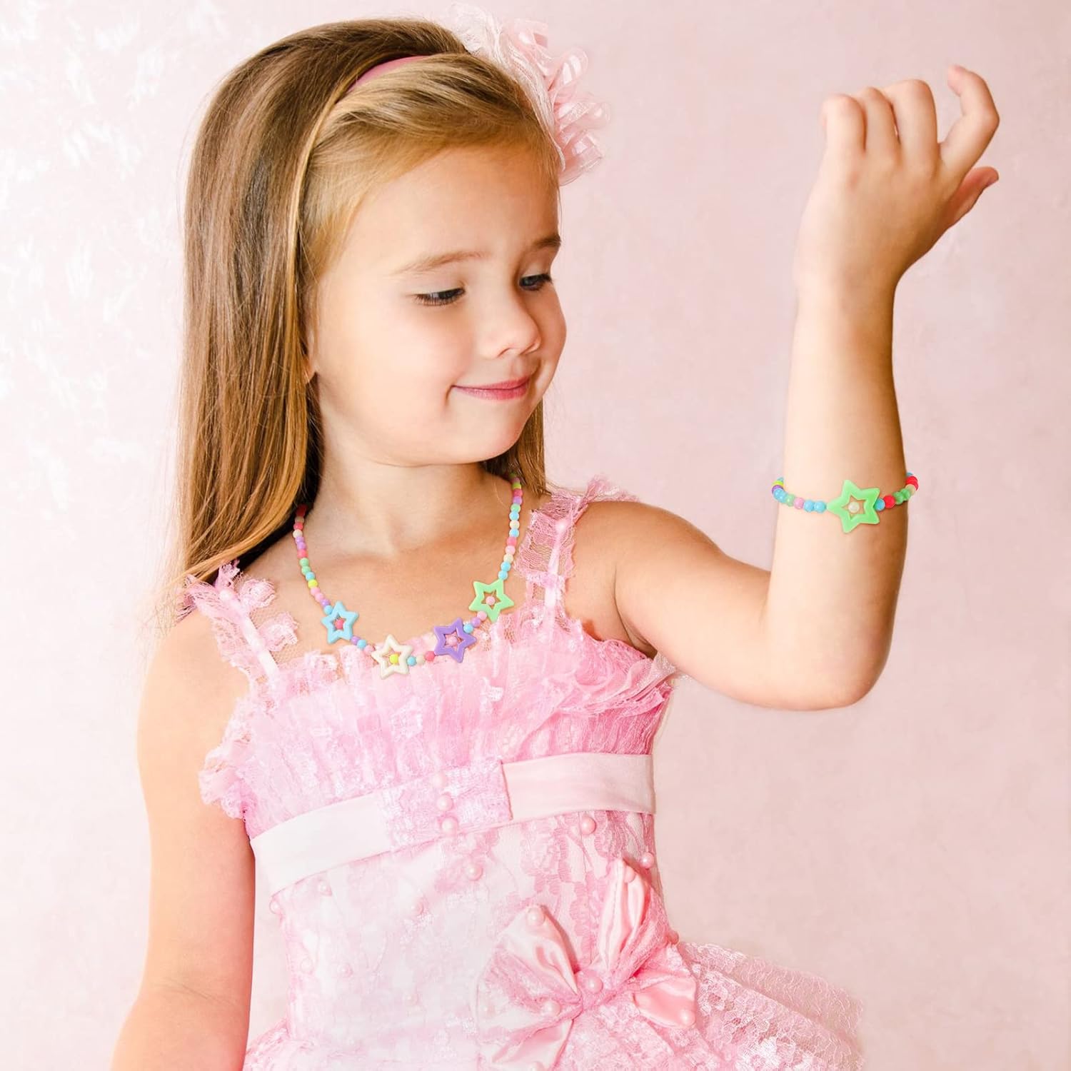 MTLEE 24 Pcs Play Jewelry for Girls Little Girls Princess Necklace Bracelet Kid Candy Beaded Necklace Colorful Beads Jewelry Bracelet for Dress Up Toddler Kid Gift Princess Costume Accessories : Toys & Games