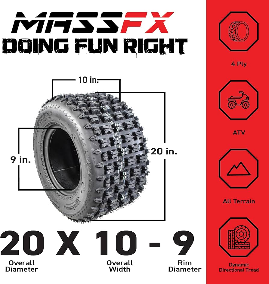 Amazon.com: MASSFX 20x10-9 Rear Tire for All-Terrain (ATV