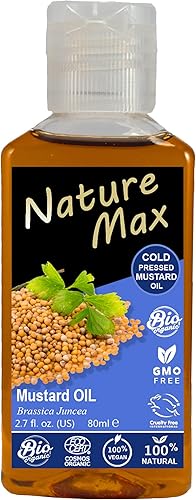 Nature Max Aceite de mostaza Aceites esenciales Orgánicos Naturales Sin diluir Puro para el Cabello Piel Alimentos y Cocina Cuidado Prensado en Frío