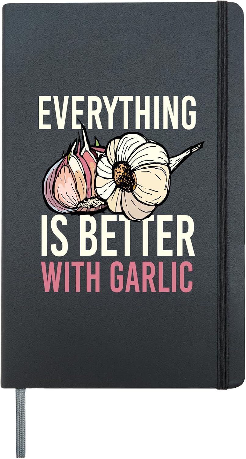 Better With Garlic I Garlic Vegetables Cook Cooking Plants Hardcover Journal, Black
