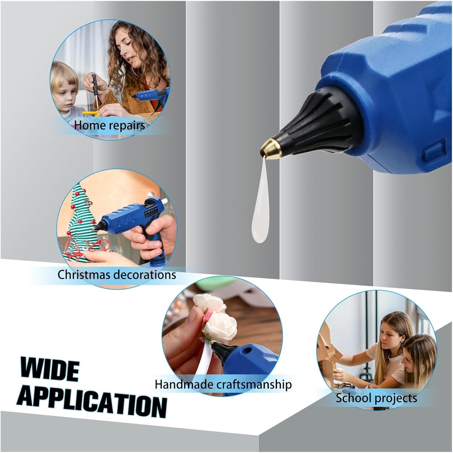 Hot Glue Gun 50W Cordless Hot Melt Glue Gun for 18V/20V Li-ion Battery Electric Repair Tool 7inches Quick Preheat for DIY/Crafts for DIY Arts, Crafts and Quick Repairs
