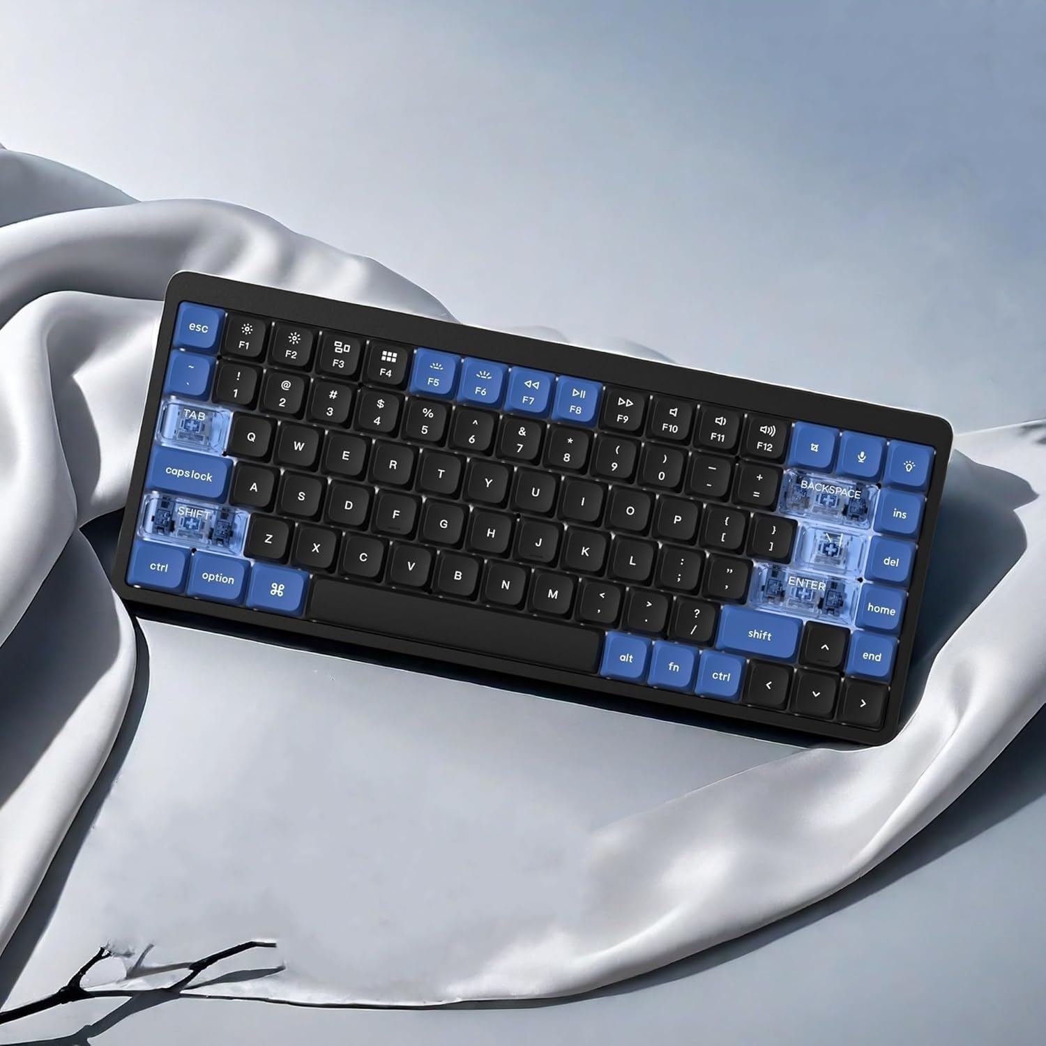 Teclas de Perfil bajo, Doble Disparo PBT 60 75 100 por ciento, Tapas Transparentes ANSI US para Teclado, Azul Oscuro/Azul para la mayoría de los interruptores MX Teclado (Solo Teclas