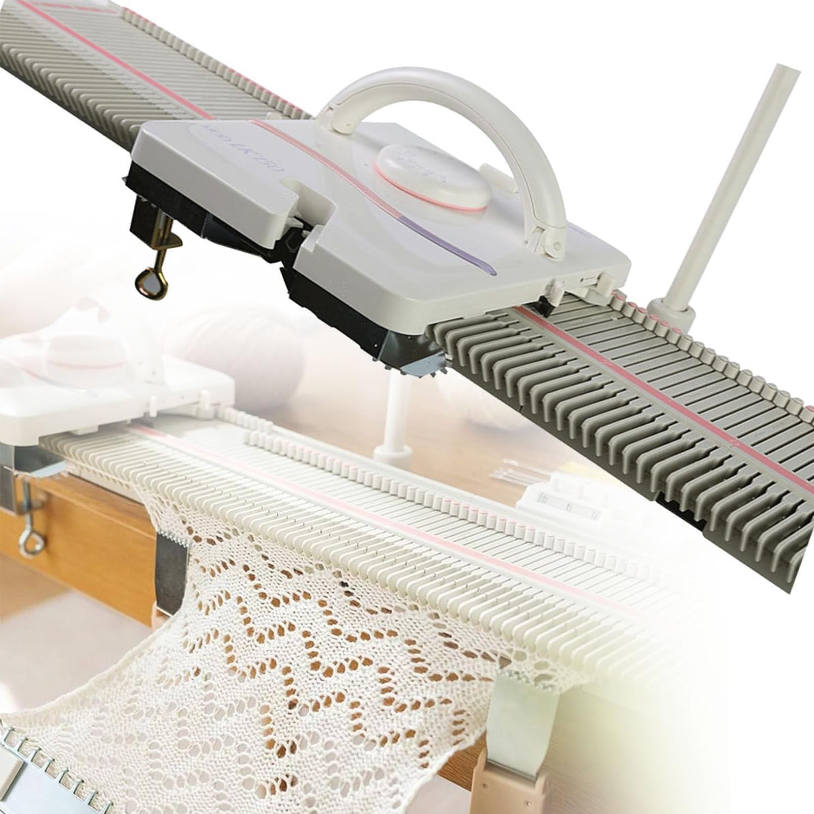 Zestaw do dziewiarstwa płaskiego Silver Reed, półautomatyczna maszyna tkacka LK150 o średniej grubości 6,5 mm i 150 ściegach, domowe narzędzia do szycia z akcesoriami do włóczki