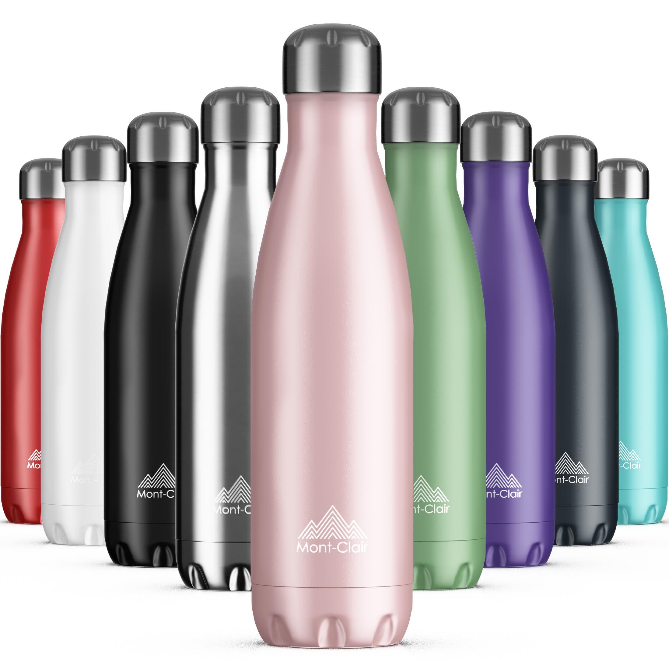 Mont-Clair Stainless Steel Water Bottle, Vacuum Insulated - BPA Free, 12h Hot & 24h Cold Drinks, Metal Water Bottle 1L Leakproof, Ideal for Adult, Kids, Running - Pink