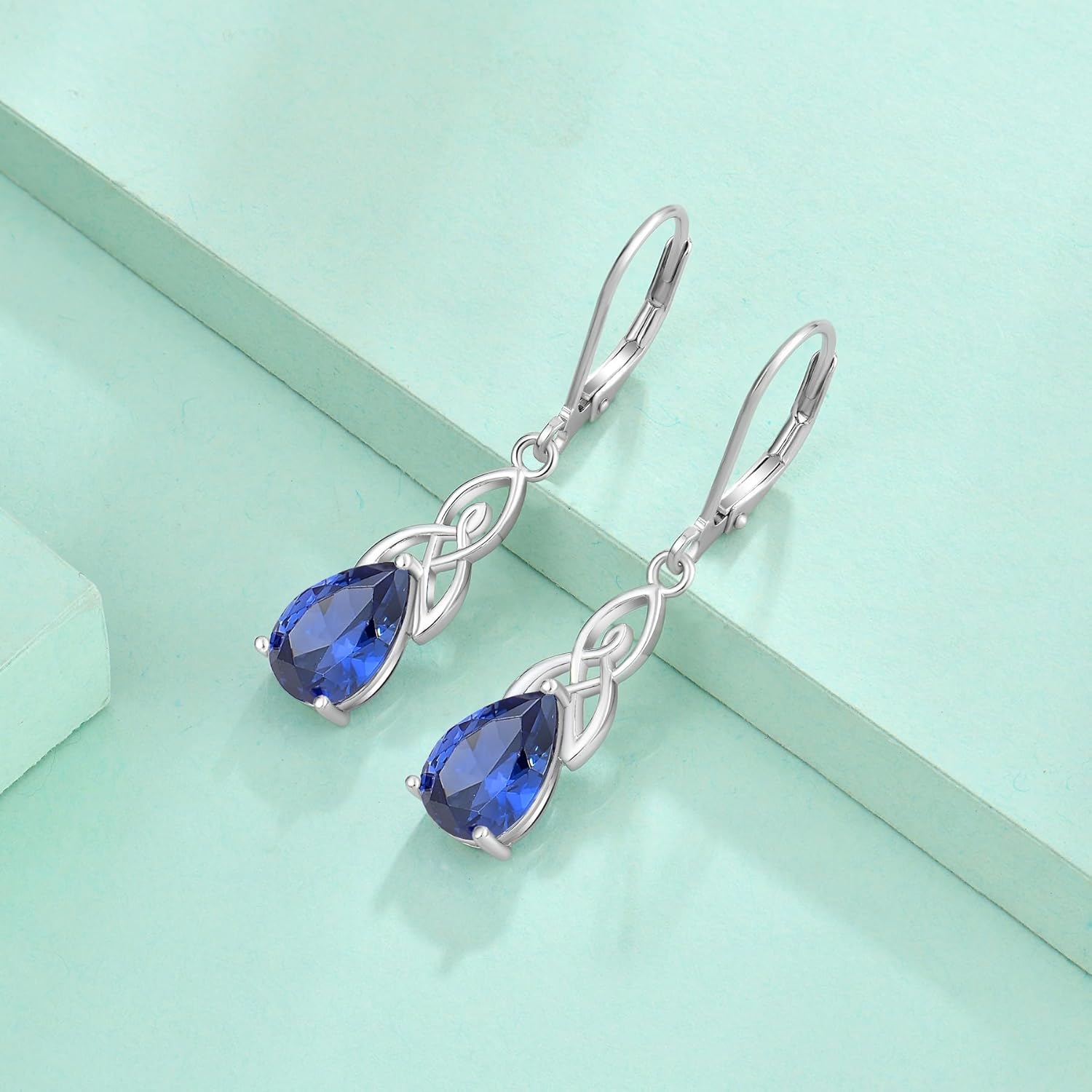 Starchenie Celtic Knot Drop Dangle Earrings for Women 925 Sterling Silver Leverback Earrings Birthstone Jewelry - Image 5