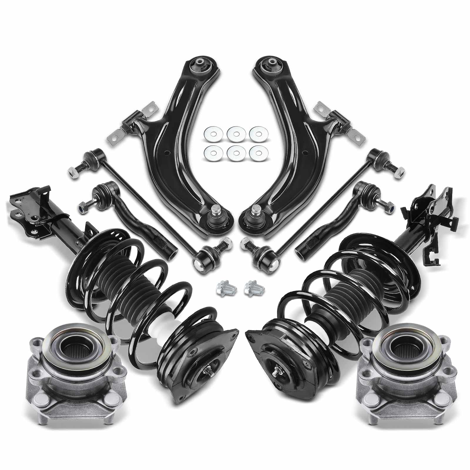 Front and Rear Control Arm and Wheel Hub Kit fits Sentra 2007