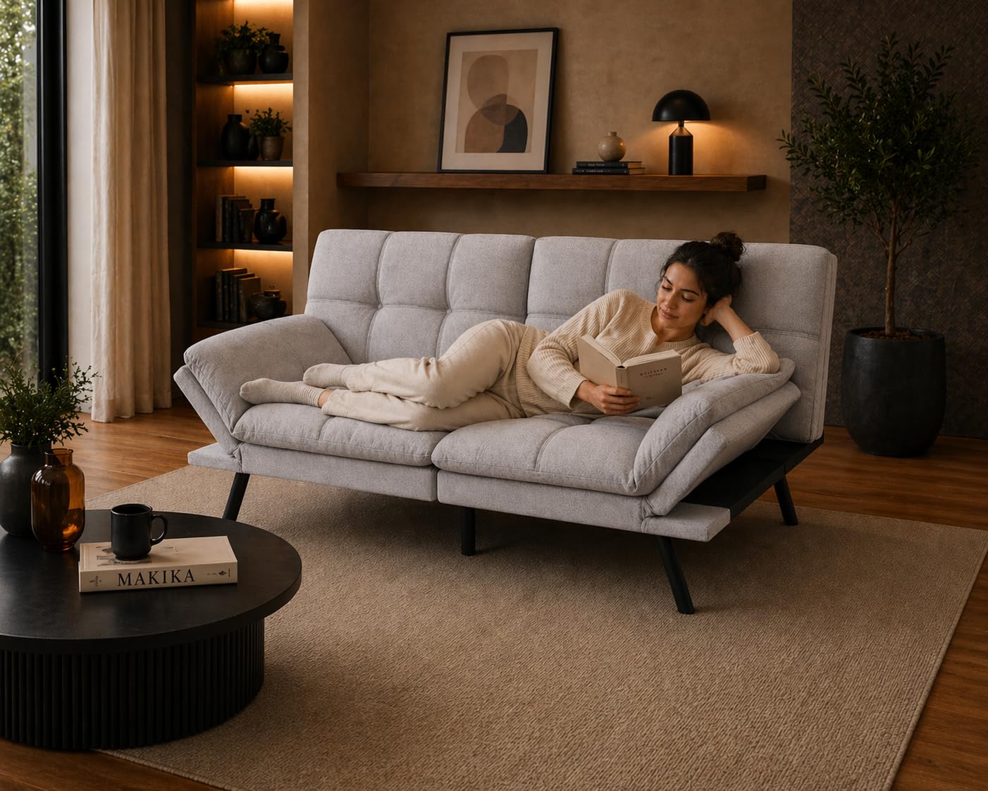 Schlafsofa 3-Sitzer Schlafcouch Paul 3in1 mit Schlaffunktion - verstellbare Armlehnen Rückenlehne Couch Sofa Liegefläche bis 273kg - Klappsofa Bettsofa Gästebett Bett Wohnzimmer (Grau)