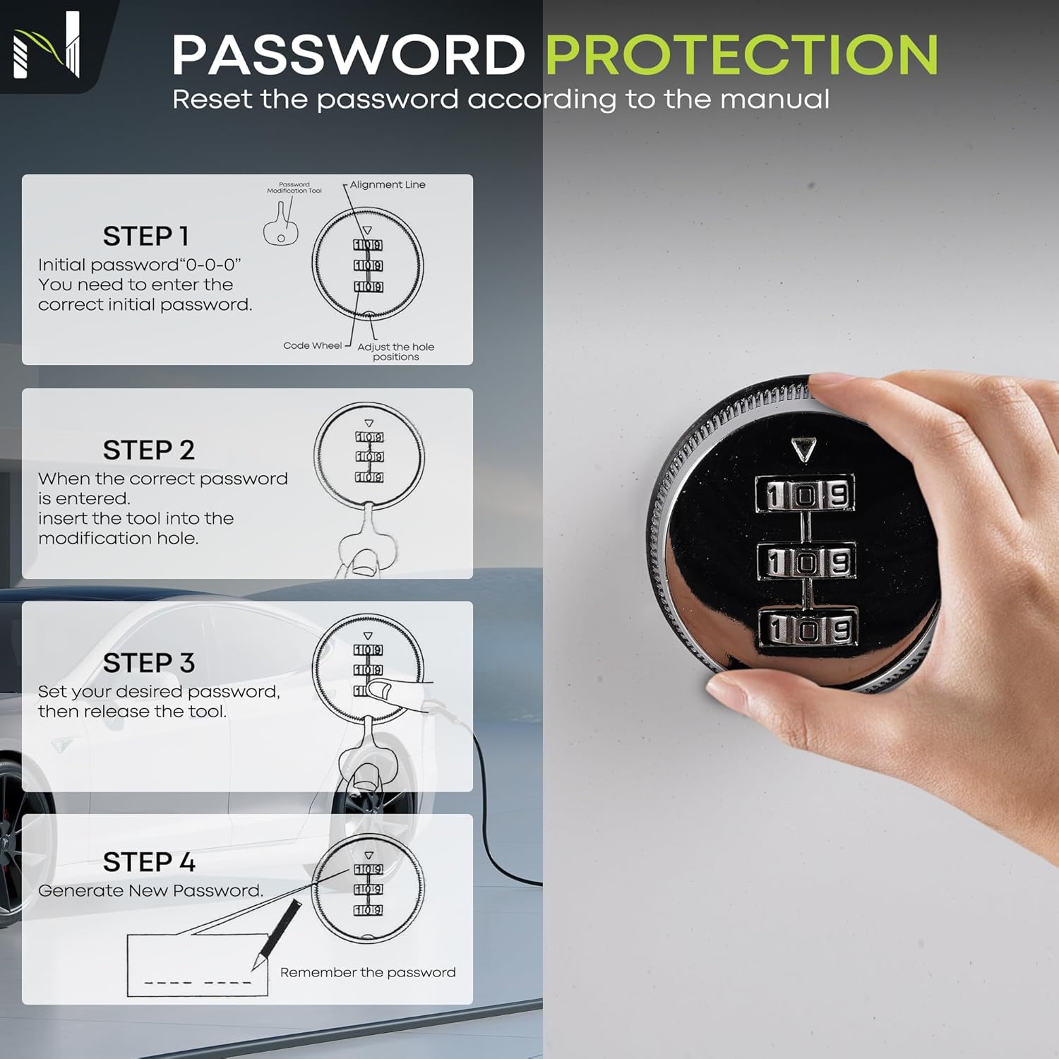 Wall Charger Station Box for Tesla Wall Charger, Outdoor EV Charger Enclosure Password Unlock