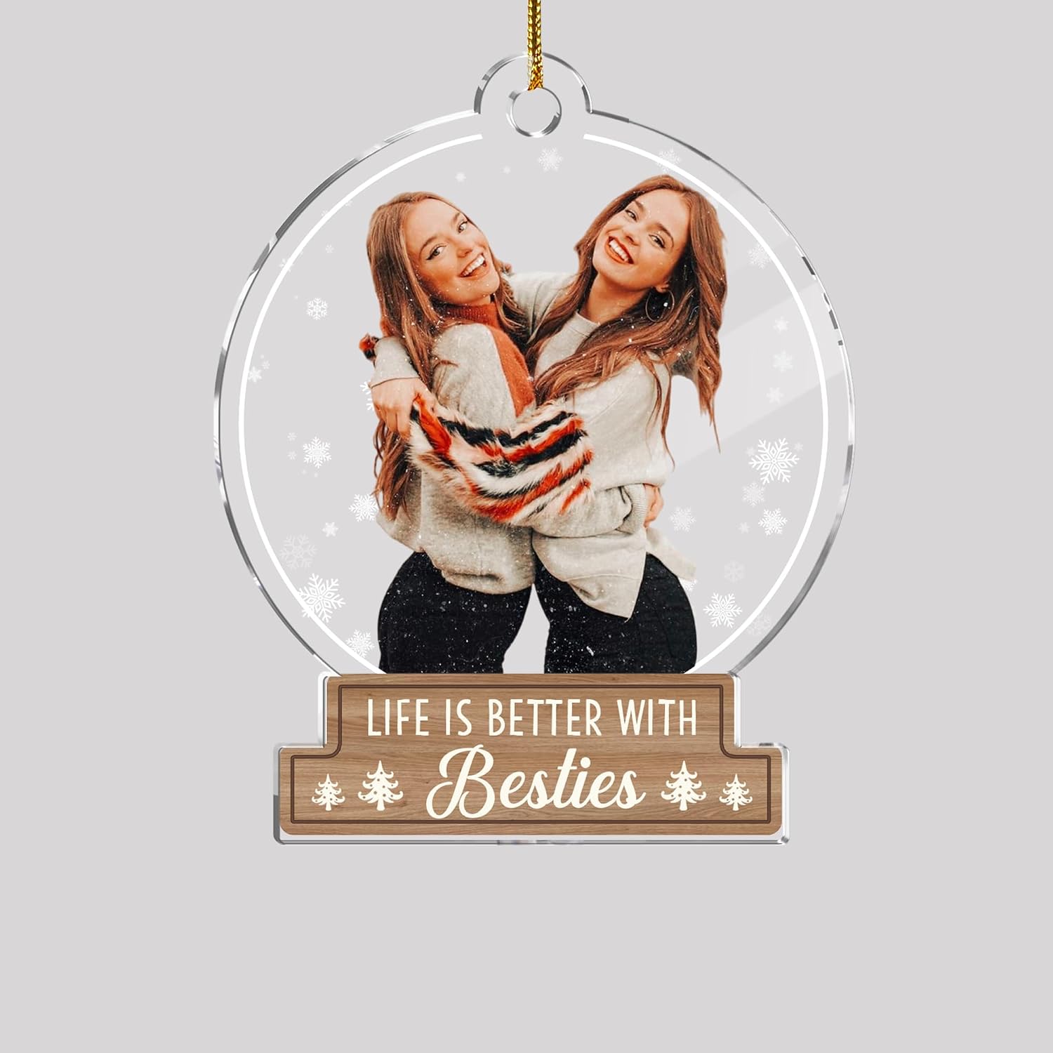 GOSSBY Personalized Custom Ornament Our first Christmas together Custom Best Friend Sister Ornament Photo for Women Girl, Personalized Name Friendship Sisters for Bestie BFF, Sister Ornament for Chris