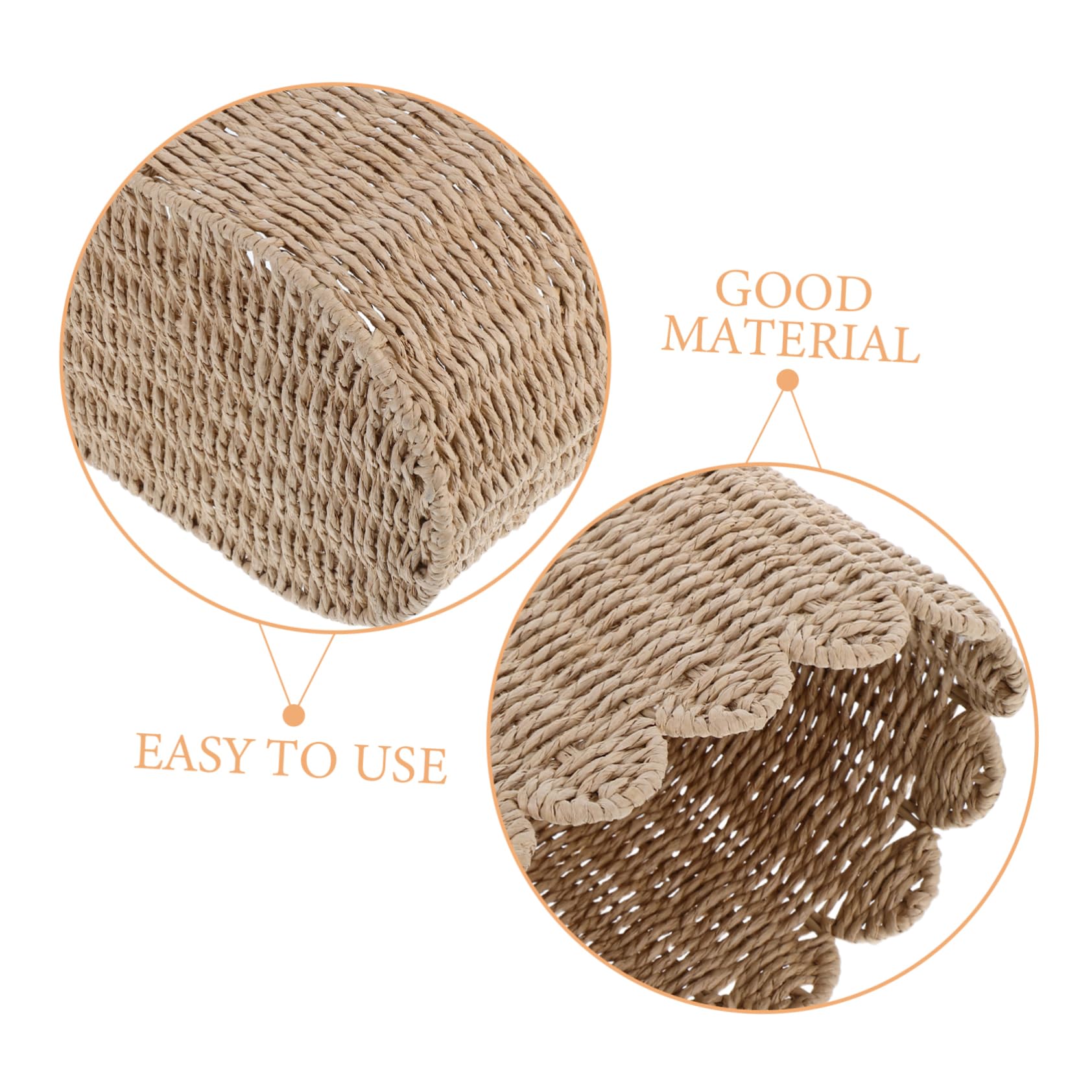 Luxshiny Eleganter Aufbewahrungskorb aus Papierseil mit Eisenrahmen Multifunktional für Kinderzimmer und Badezimmer Kleiner Geflochtener Korb mit Fächerförmigem Rand