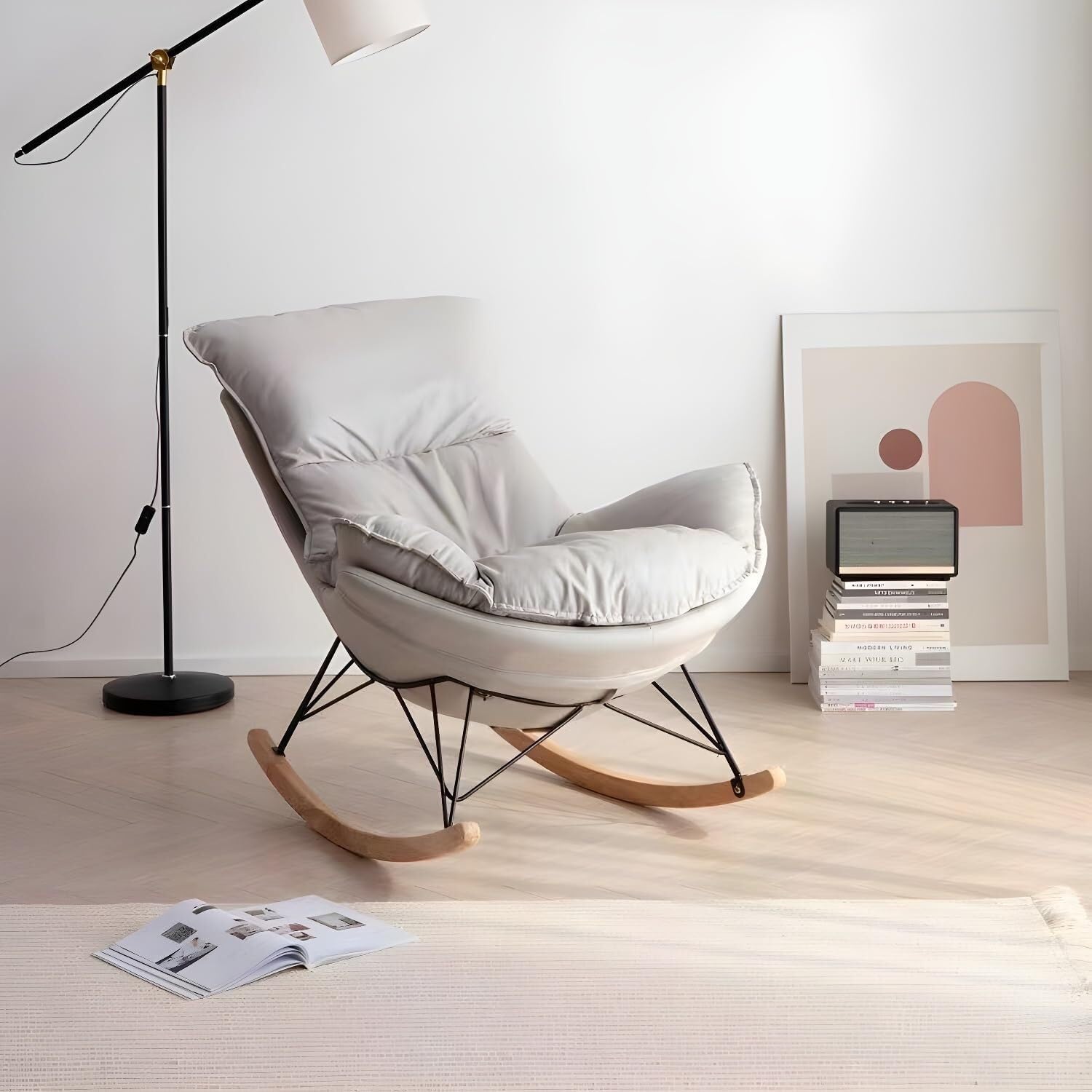 Fauteuil à bascule moderne idéal pour balcon en tissu résistant