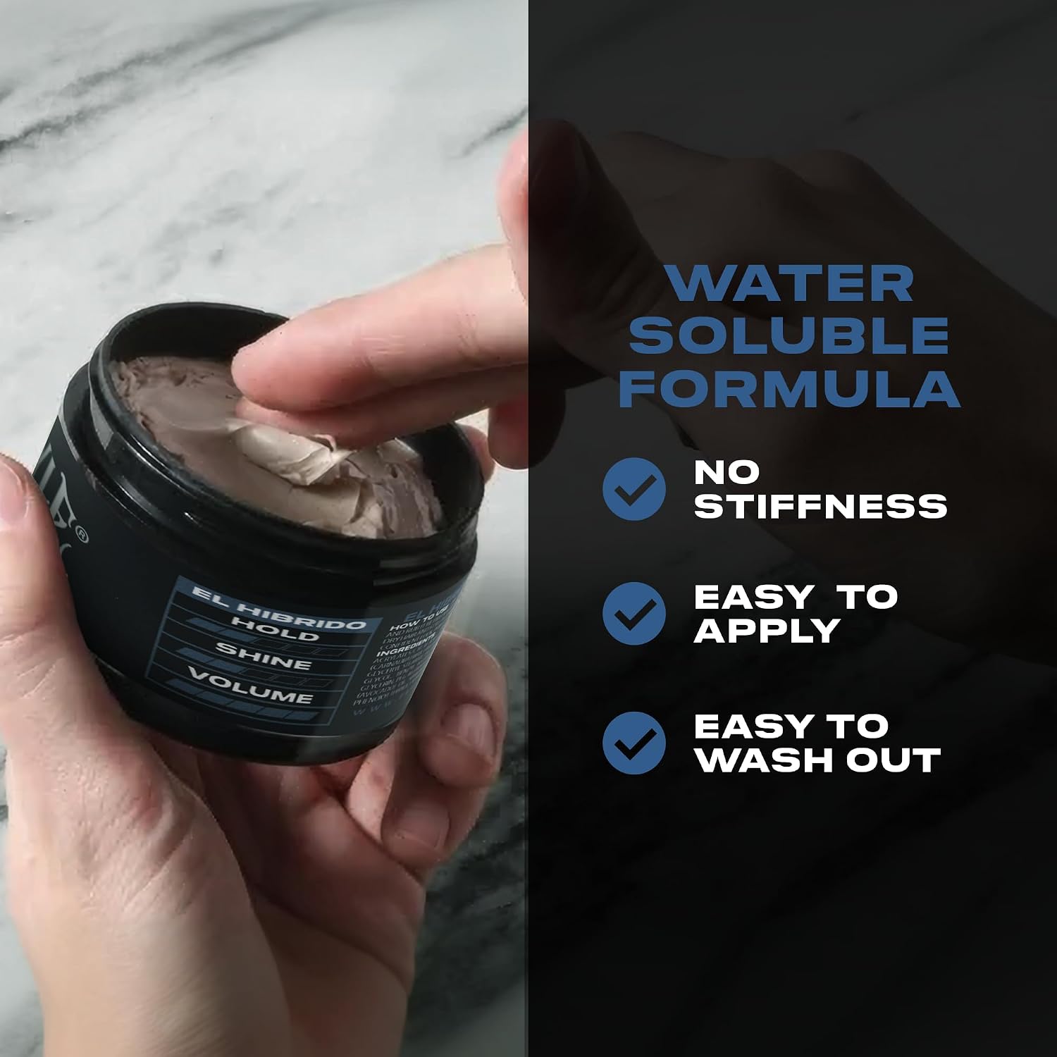 Deluxe Pomade “El Híbrido” – Light Hold, Matte Finish, Adds Volume – Water-Based, Easy Washout, Flake-Free, Paraben-Free – Made in USA - 4 oz