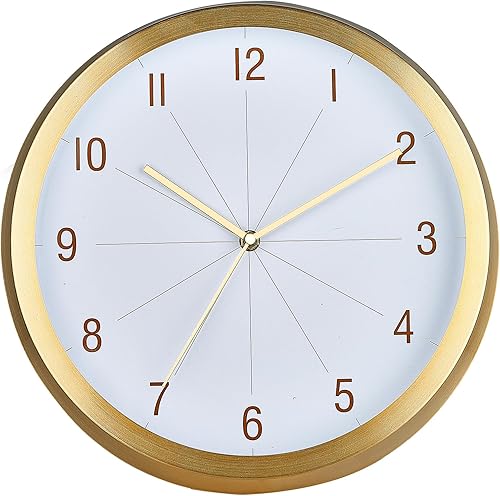 Reloj de pared, moderno reloj de pared a pilas de 12 pulgadas, reloj de aluminio silencioso sin tictac para dormitorio, cocina, decoración de sala
