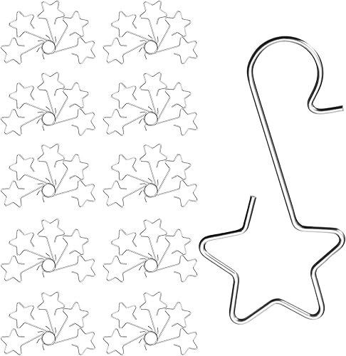 Hotop 100 ganchos de acero inoxidable para adornos de Navidad, ganchos en forma de estrella, ganchos para árbol de Navidad para fiestas de Navidad,