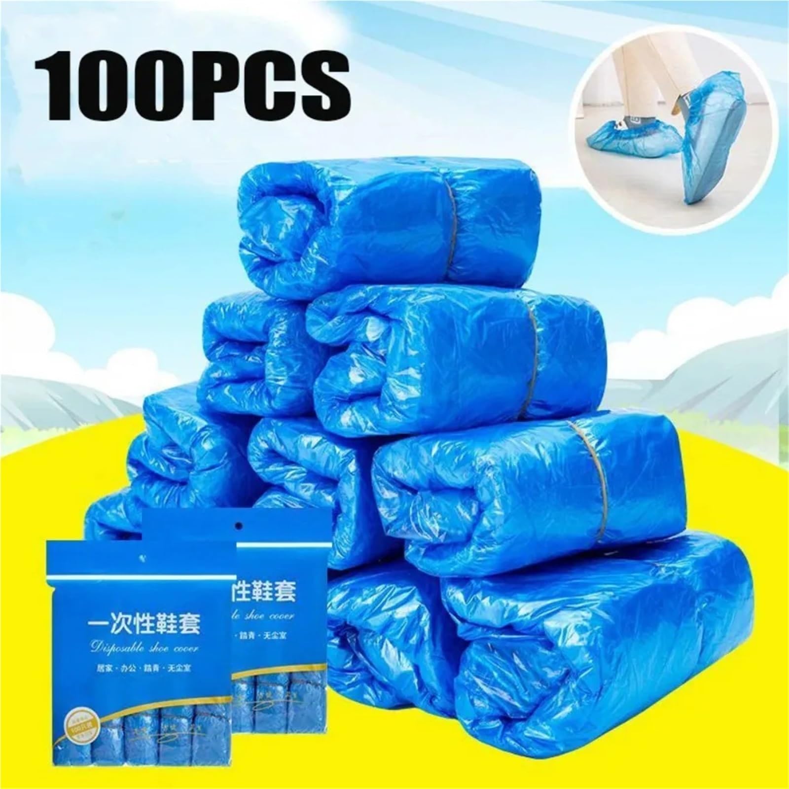 Copriscarpe Copriscarpe impermeabile da 100 pezzi copriscarpe in plastica antiscivolo imbottito in PE for interni