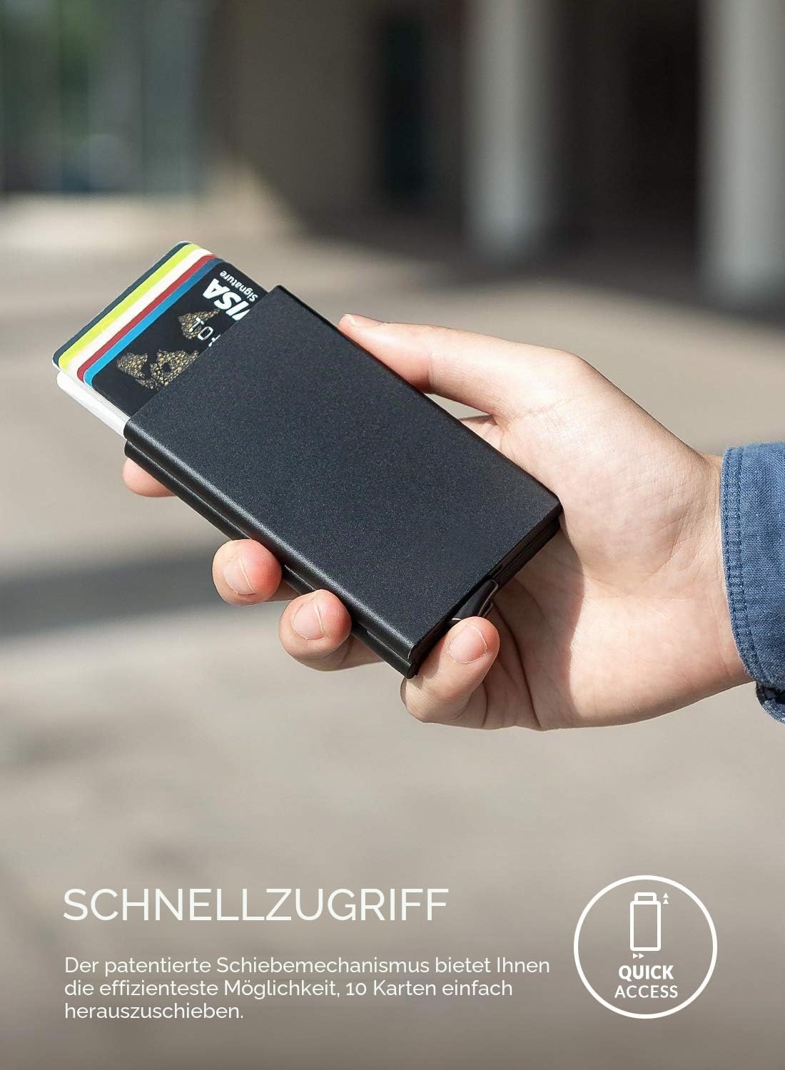VULKIT Kartenetui Metall mit RFID NFC Schutz Karten Geldbörse Herren Geldbeutel Doppelt Karten Etui für 10 Karten