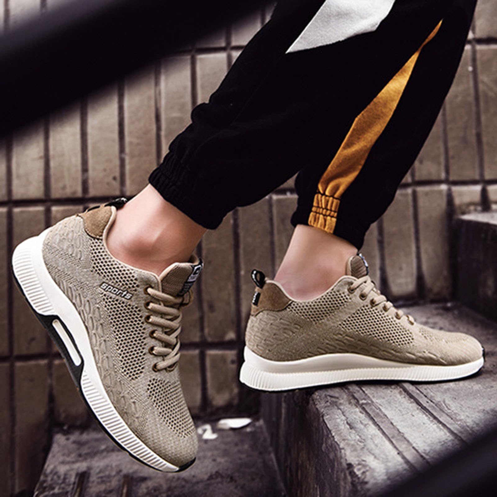 Generisch Paar Herrenschuhe mit Erhöhung, lässige Mesh-Sneaker, leichte, atmungsaktive Sportschuhe zum Schnüren mit verstecktem Hebeabsatz für Männer, cm
