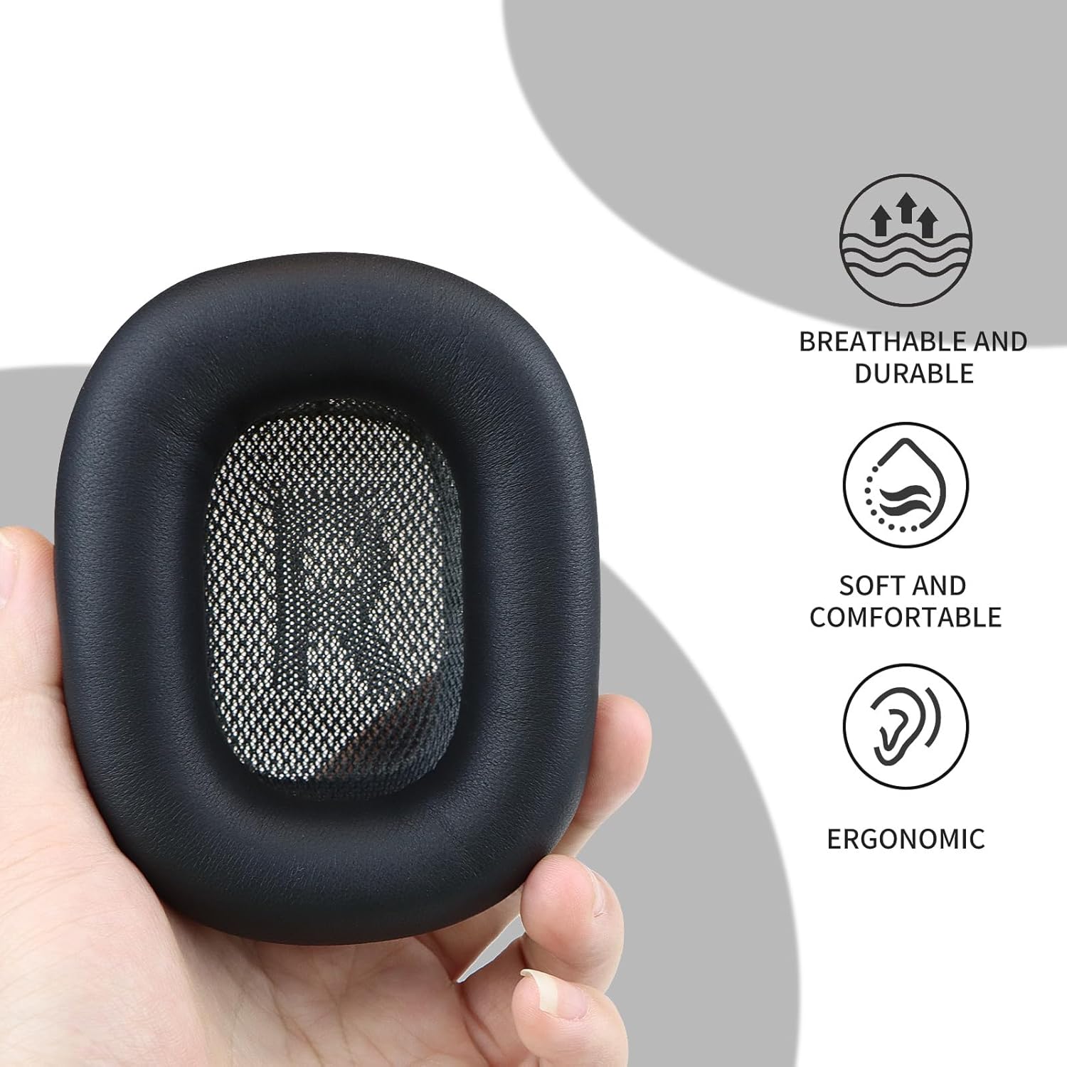 Lambskin Ear Cushions for Apple AirPods Max Headphones Replacement Earpads Sweat Proof Ear Cups Cushion Easy to Install with Magnet,Sheepskin and Memory Foam(Black)