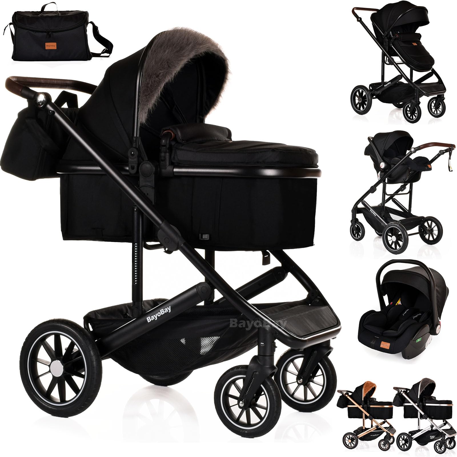ブラックフライデー！12月1日まで　 BABY BUGGY MAYHEM 3 in 1 Baby Pram Travel System with Car Seat Lightweight Buggy