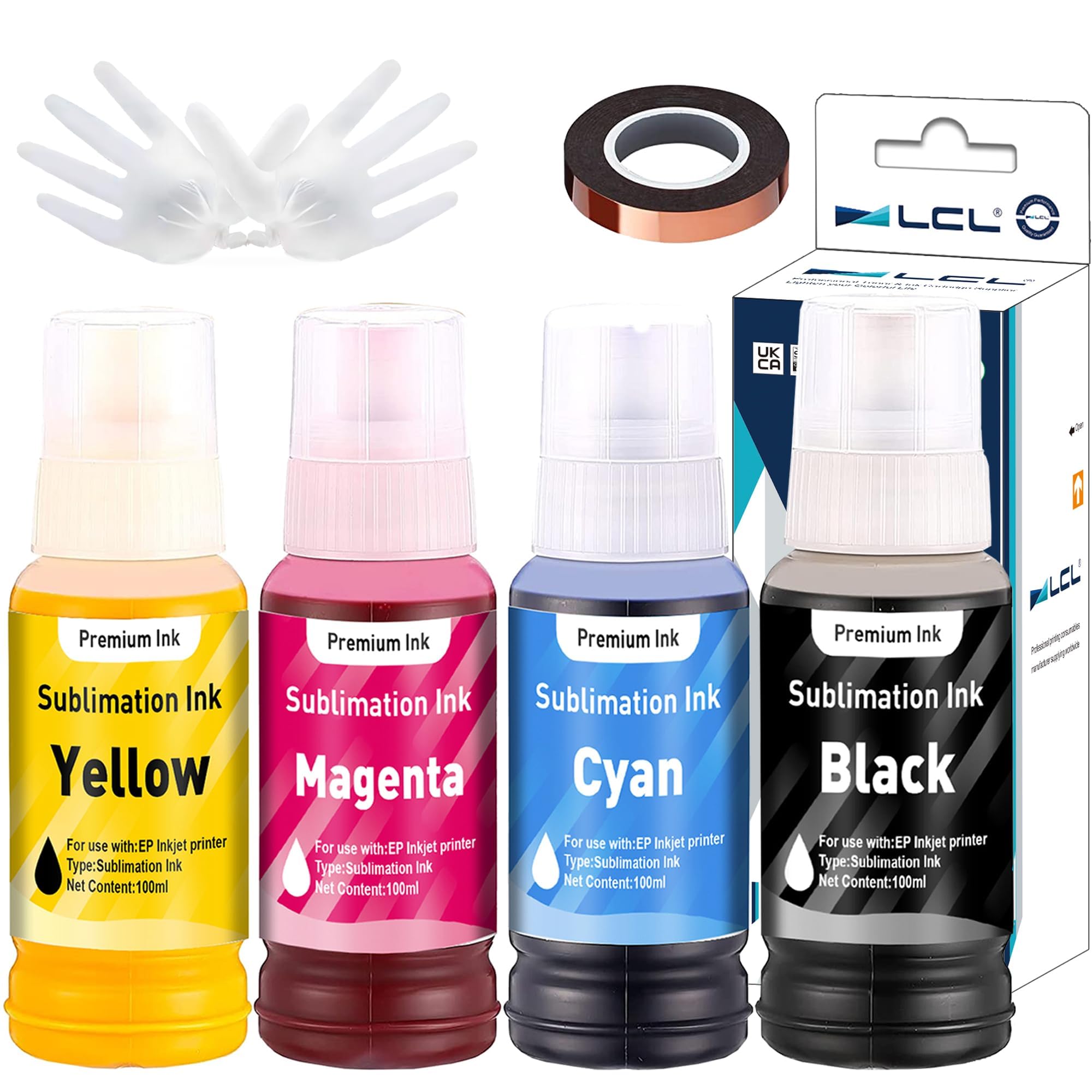 LCL 400ML Recharge d'encre à Sublimation Remplacement pour Epson EcoTank ET-2700 ET-2750 ET-2751 ET-2756 ET-3700 ET-2850 for Heat Transfer Mug, Tumbler, T Shirts(Autofill/Upgrade Version/ICC Free)