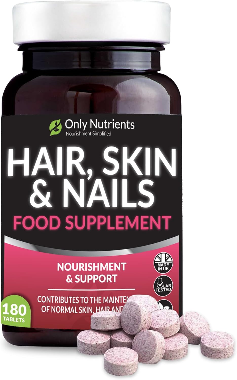 Hair Skin and Nails Vitamins, Beauty Supplements with Biotin & Selenium Plus Vitamin C, A & E, High-Strength Vegan Supplements for Women/Men, 180 Biotin Tablets