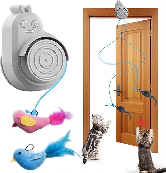 CATPICK Interactive Cat Toys for Indoor Cats Automatic Electric Flying Bird Feather Cat Toy - Best Kitten & Adult Cat Enrichment Toy Stick-on Hanging Electric Kitty Toys for Bored Cats