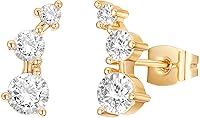 PAVOI 14K Gold Plated CZ Mini Constellation Ear Crawler Earrings for Women - Hypoallergenic Faux Diamond Climbers
