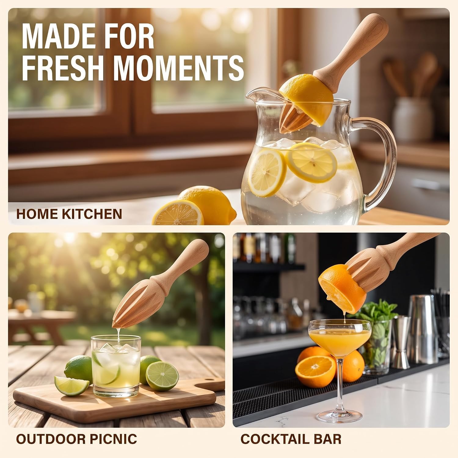 Wooden Citrus Reamer,Handheld Hand Citrus Lemon Juicer,Portable Fruit Squeezer,Kitchen Juicing Tool,Manual Orange Lemon Juice Reamer for Daily Home Bar Cafe Restaurant Use