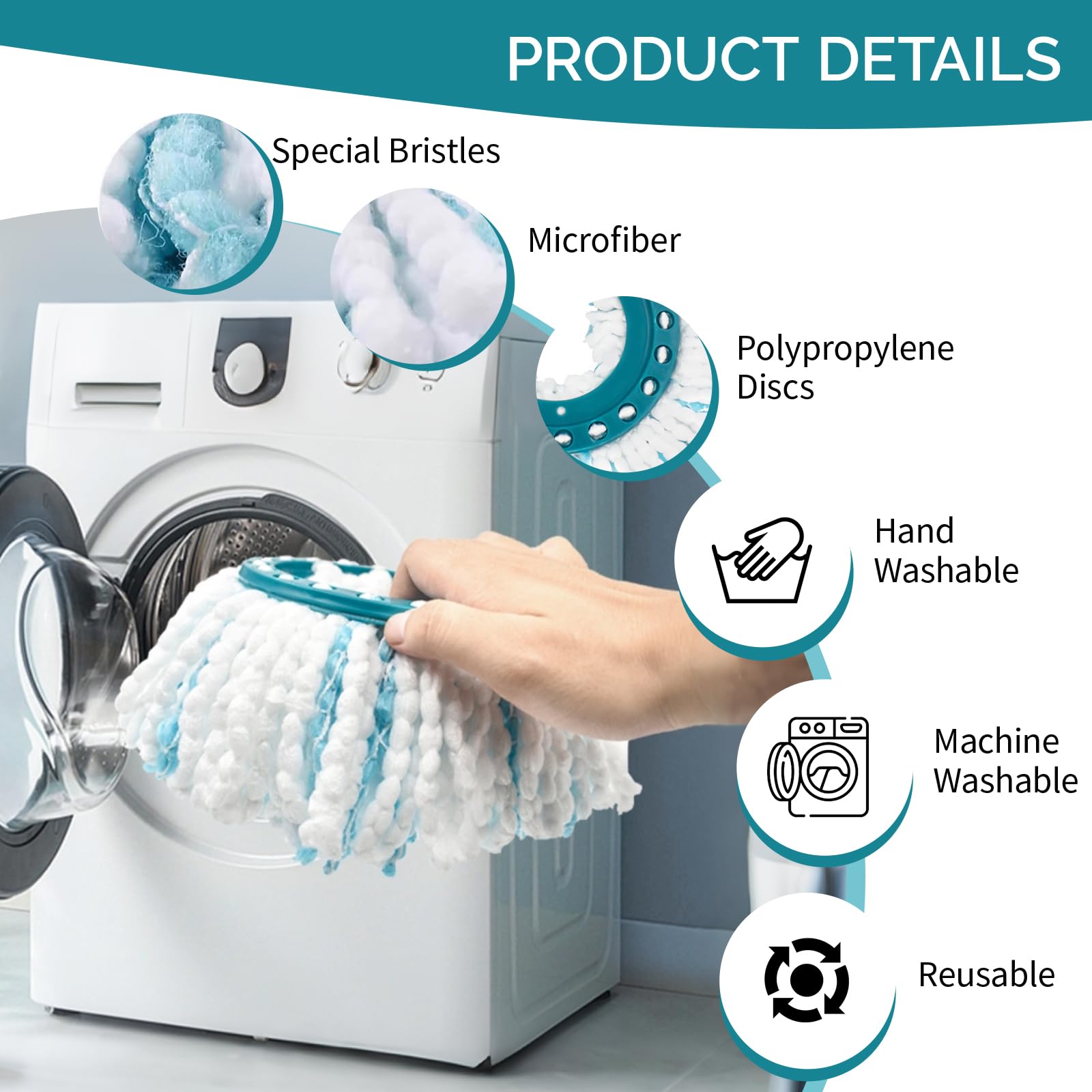 Leifheit Set da 2 Ricambi Lavapavimenti per Clean Twist Disc Mop Active, Mop Ricambio in Microfibra Lavabile, Testine Sostitutive per Mop & S241701 Flexi Pad Lavapiastrelle Pulisci Piastrelle